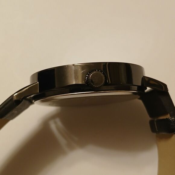 Black Minimalist Casual Round Dial Analog Display Watch Japan Movt - Picture 8 of 15